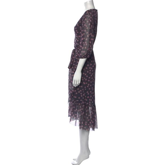 $290 GANNI Tilden Mesh Eclipse Floral Print Midi Length Dress - 38 (US 6) - Picture 4 of 9